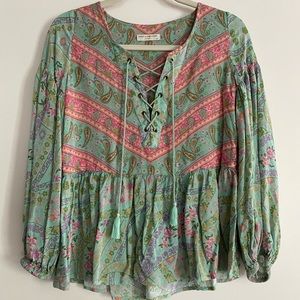 Celestial City Lights Tunic Blouse // Sage
